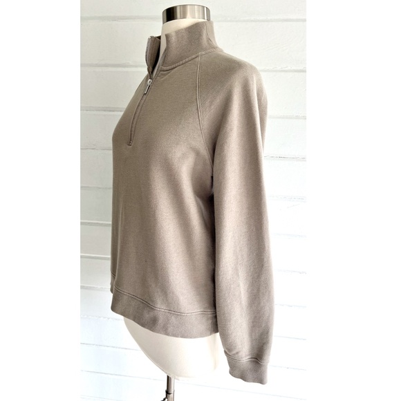 NAADAM Cotton/Cashmere Blend 1/4 Zip Pullover Top in Taupe - S - Picture 6 of 12